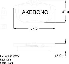 Akebono AN-8030WK - Гальмівні колодки, дискові гальма autozip.com.ua
