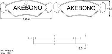 Akebono AN-8031K - Гальмівні колодки, дискові гальма autozip.com.ua