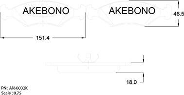 Akebono AN-8032KE - Гальмівні колодки, дискові гальма autozip.com.ua