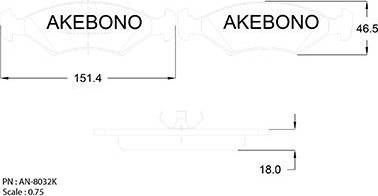 Akebono AN-8032K - Гальмівні колодки, дискові гальма autozip.com.ua