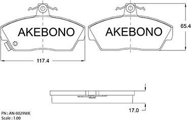 Akebono AN-8029WKE - Гальмівні колодки, дискові гальма autozip.com.ua