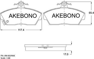 Akebono AN-8029WK - Гальмівні колодки, дискові гальма autozip.com.ua