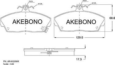 Akebono AN-8028WKE - Гальмівні колодки, дискові гальма autozip.com.ua