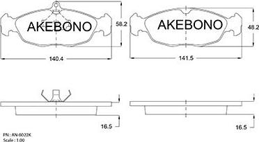 Akebono AN-8022K - Гальмівні колодки, дискові гальма autozip.com.ua