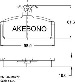 Akebono AN-8027K - Гальмівні колодки, дискові гальма autozip.com.ua