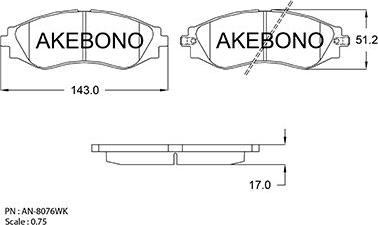 Akebono AN-8076WK - Гальмівні колодки, дискові гальма autozip.com.ua