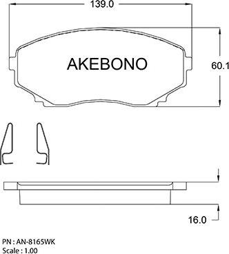 Akebono AN-8165WK - Гальмівні колодки, дискові гальма autozip.com.ua