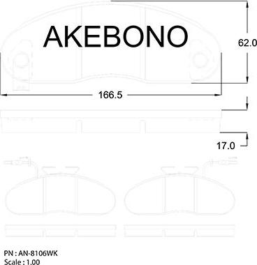 Akebono AN-8106WKE - Гальмівні колодки, дискові гальма autozip.com.ua