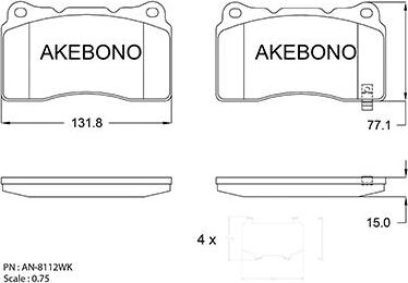 Akebono AN-8112WK - Гальмівні колодки, дискові гальма autozip.com.ua