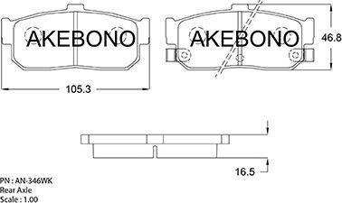 Akebono AN-346WKE - Гальмівні колодки, дискові гальма autozip.com.ua