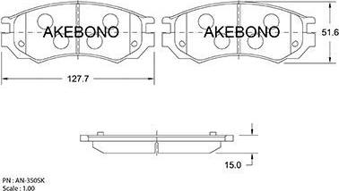 Akebono AN-350SK - Гальмівні колодки, дискові гальма autozip.com.ua