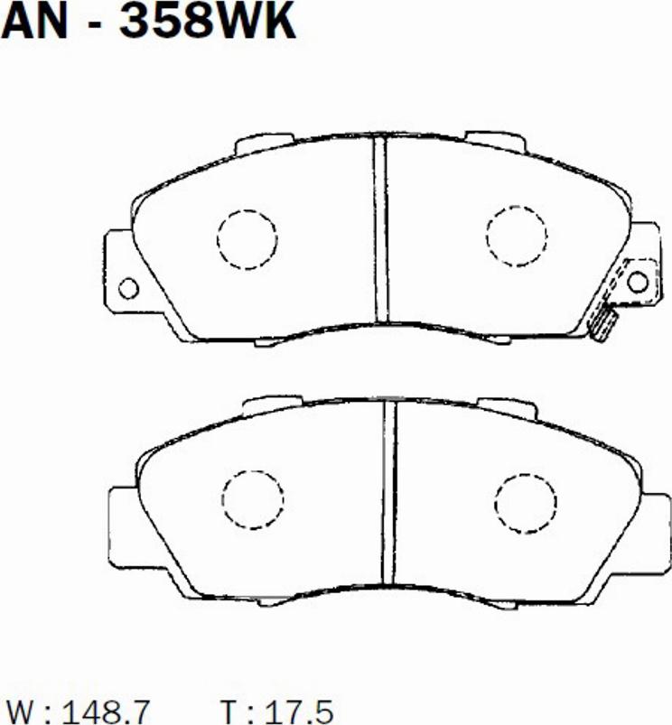 Akebono AN-358WK - Гальмівні колодки, дискові гальма autozip.com.ua