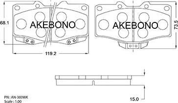 Akebono AN-303WKE - Гальмівні колодки, дискові гальма autozip.com.ua