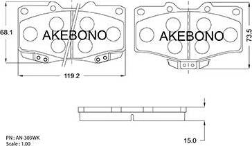 Akebono AN-303WK - Гальмівні колодки, дискові гальма autozip.com.ua