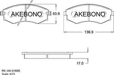 Akebono AN-319WKE - Гальмівні колодки, дискові гальма autozip.com.ua