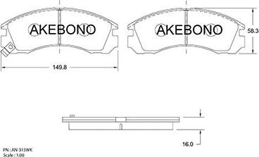 Akebono AN-313WKE - Гальмівні колодки, дискові гальма autozip.com.ua