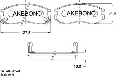 Akebono AN-312WK - Гальмівні колодки, дискові гальма autozip.com.ua