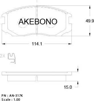 Akebono AN-317WK - Гальмівні колодки, дискові гальма autozip.com.ua