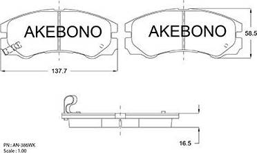 Akebono AN-386WK - Гальмівні колодки, дискові гальма autozip.com.ua