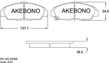 Akebono AN-375WKE - Гальмівні колодки, дискові гальма autozip.com.ua