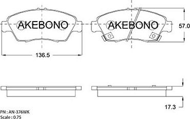 Akebono AN-376WKE - Гальмівні колодки, дискові гальма autozip.com.ua