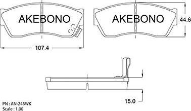Akebono AN-245WK - Гальмівні колодки, дискові гальма autozip.com.ua