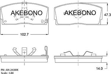 Akebono AN-243WKE - Гальмівні колодки, дискові гальма autozip.com.ua