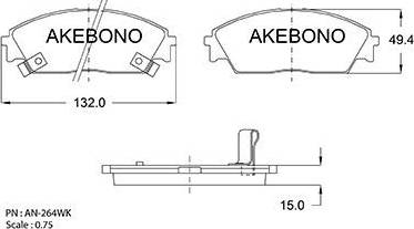 Akebono AN-264WK - Гальмівні колодки, дискові гальма autozip.com.ua