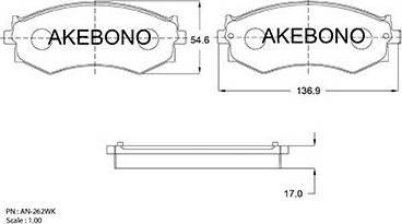 Akebono AN-262WK - Гальмівні колодки, дискові гальма autozip.com.ua