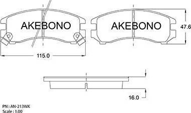 Akebono AN-213WK - Гальмівні колодки, дискові гальма autozip.com.ua