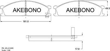Akebono AN-212WKE - Гальмівні колодки, дискові гальма autozip.com.ua