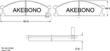 Akebono AN-212WK - Гальмівні колодки, дискові гальма autozip.com.ua