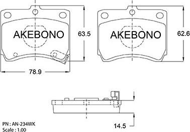 Akebono AN-234WKE - Гальмівні колодки, дискові гальма autozip.com.ua