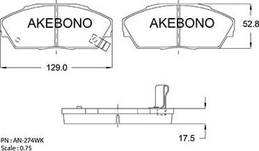 Akebono AN-274WKE - Гальмівні колодки, дискові гальма autozip.com.ua