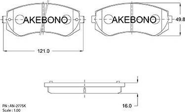 Akebono AN-277SK - Гальмівні колодки, дискові гальма autozip.com.ua