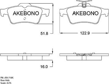 Akebono AN-718KE - Гальмівні колодки, дискові гальма autozip.com.ua