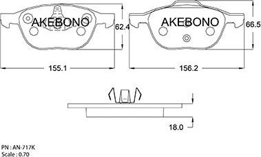 Akebono AN-717K - Гальмівні колодки, дискові гальма autozip.com.ua