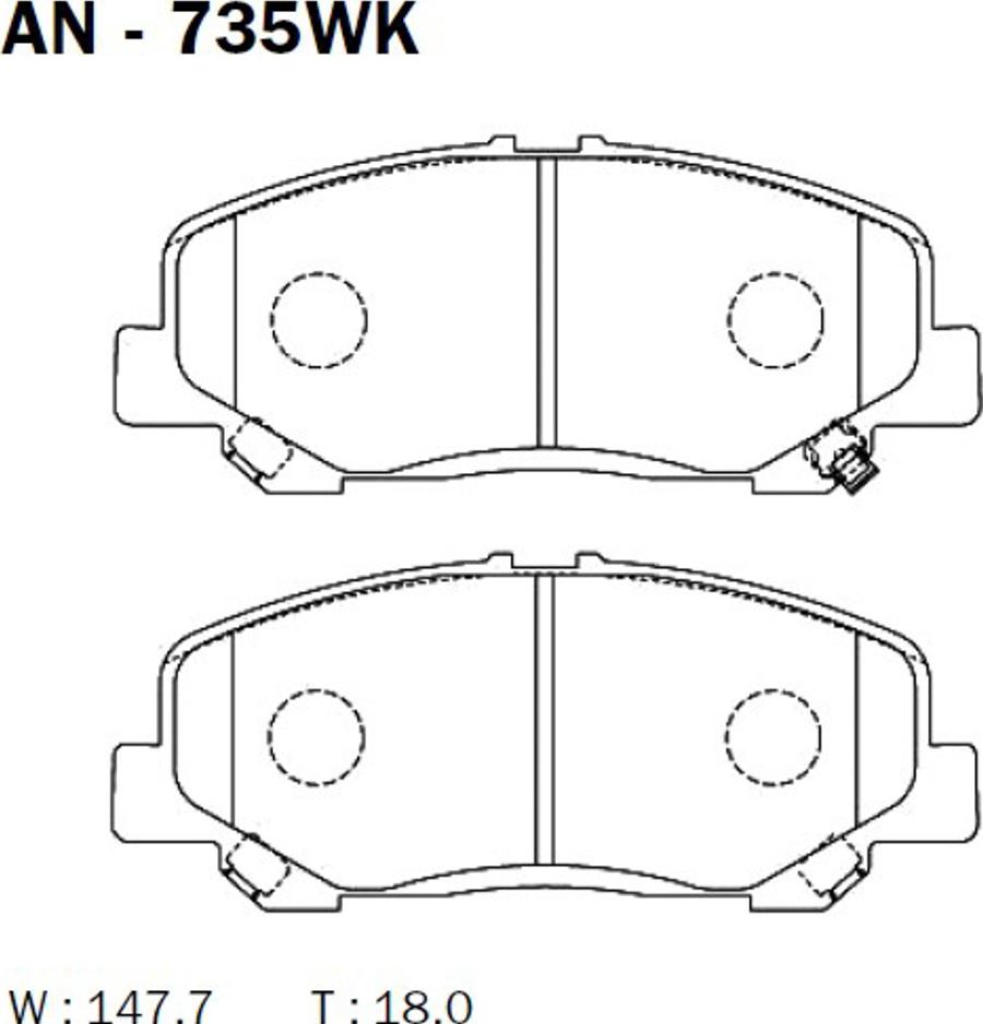 Akebono AN-735WK - Гальмівні колодки, дискові гальма autozip.com.ua