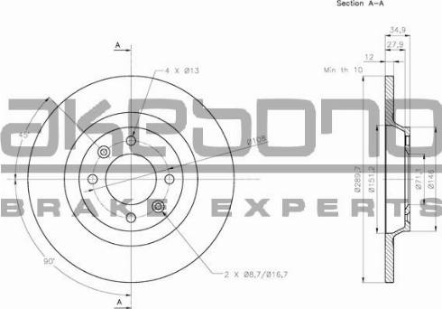 Akebono BN-0991 - Гальмівний диск autozip.com.ua