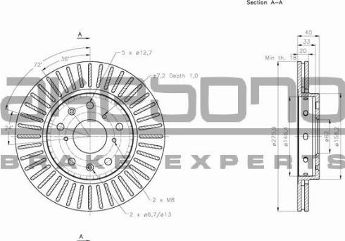 Akebono BN-0956 - Гальмівний диск autozip.com.ua