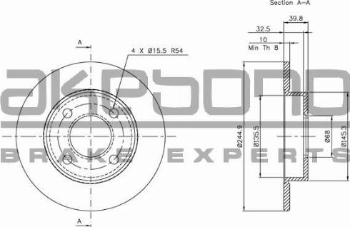 Akebono BN-0908E - Гальмівний диск autozip.com.ua