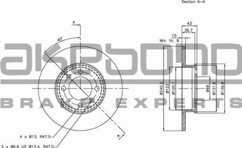 Akebono BN-0935 - Гальмівний диск autozip.com.ua