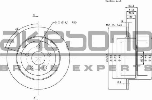 Akebono BN-0936 - Гальмівний диск autozip.com.ua