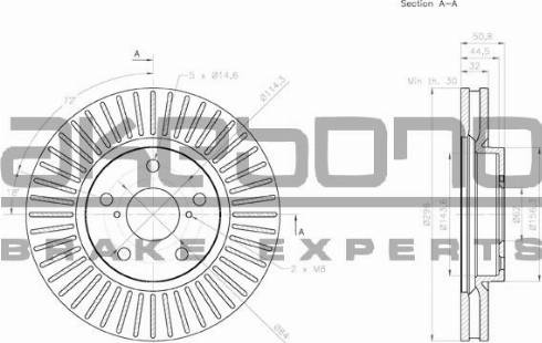 Akebono BN-0927 - Гальмівний диск autozip.com.ua