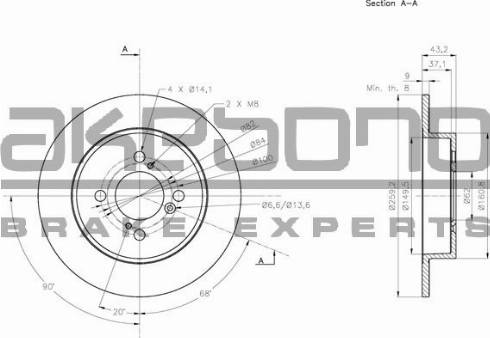 Akebono BN-0494E - Гальмівний диск autozip.com.ua