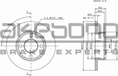 Akebono BN-0495 - Гальмівний диск autozip.com.ua