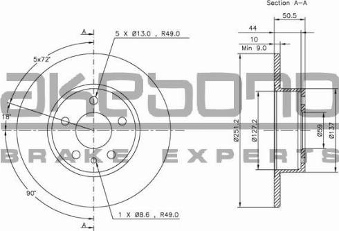 Akebono BN-0449 - Гальмівний диск autozip.com.ua