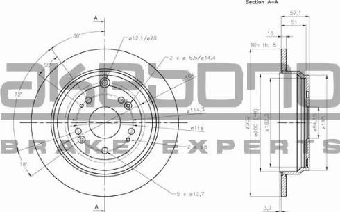 Akebono BN-0453E - Гальмівний диск autozip.com.ua