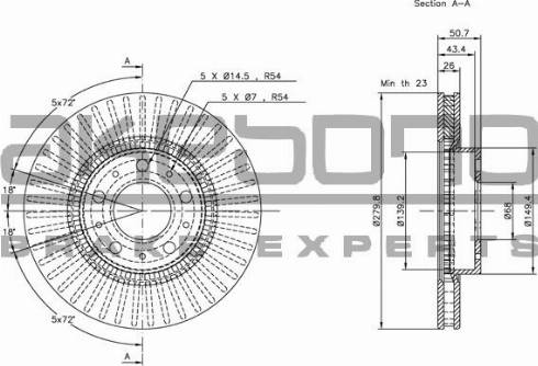 Akebono BN-0460E - Гальмівний диск autozip.com.ua