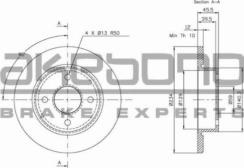 Akebono BN-0408 - Гальмівний диск autozip.com.ua